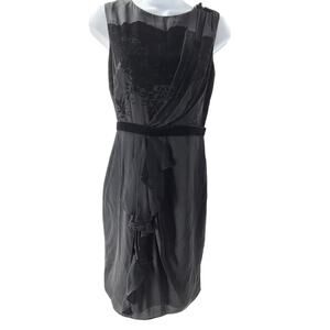 Elie Tahari Velvet burnout lace pattern black Whimsigoth Sheath Fairy grunge